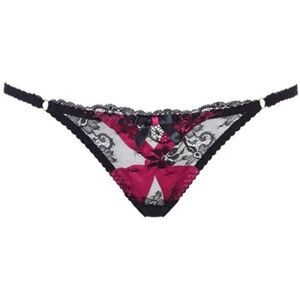NWT Agent Provocateur Maddy thong panty black / magenta / fuschia size 2 S